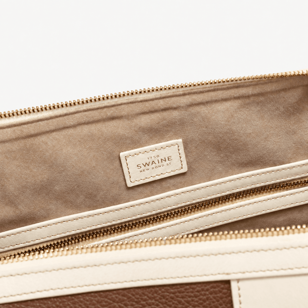 Poolside Duffle Bag - Cognac pebble and Ivory Calf (Polished Brass) (Copy) - Swaine Group Ltd