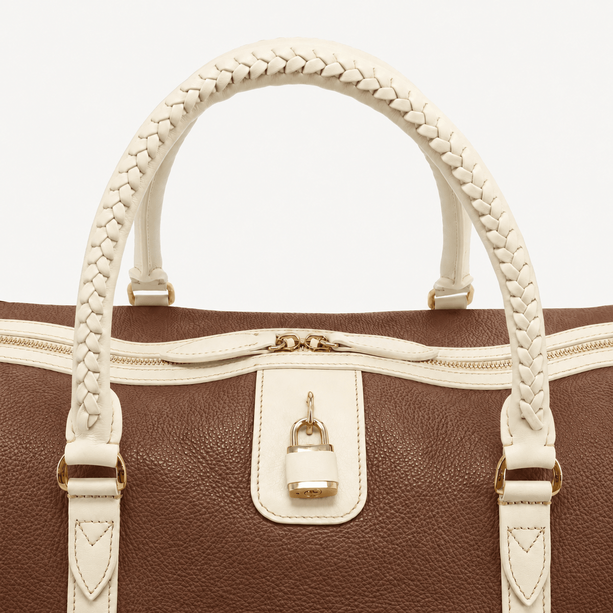 Poolside Duffle Bag - Cognac pebble and Ivory Calf (Polished Brass) (Copy) - Swaine Group Ltd