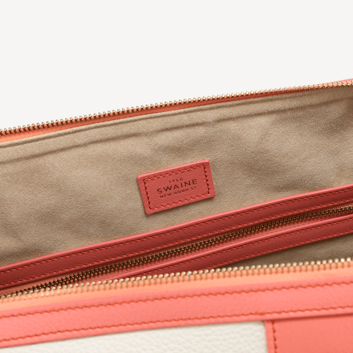 Poolside Duffle Bag - Ivory pebble and Dark Coral Calf (Polished Brass) - Swaine Group Ltd