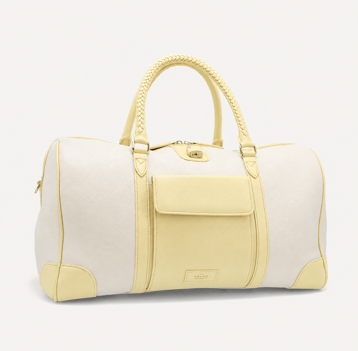Poolside Duffle Bag - Ivory pebble and Yellow Calf (Polished Brass) - Swaine Group Ltd