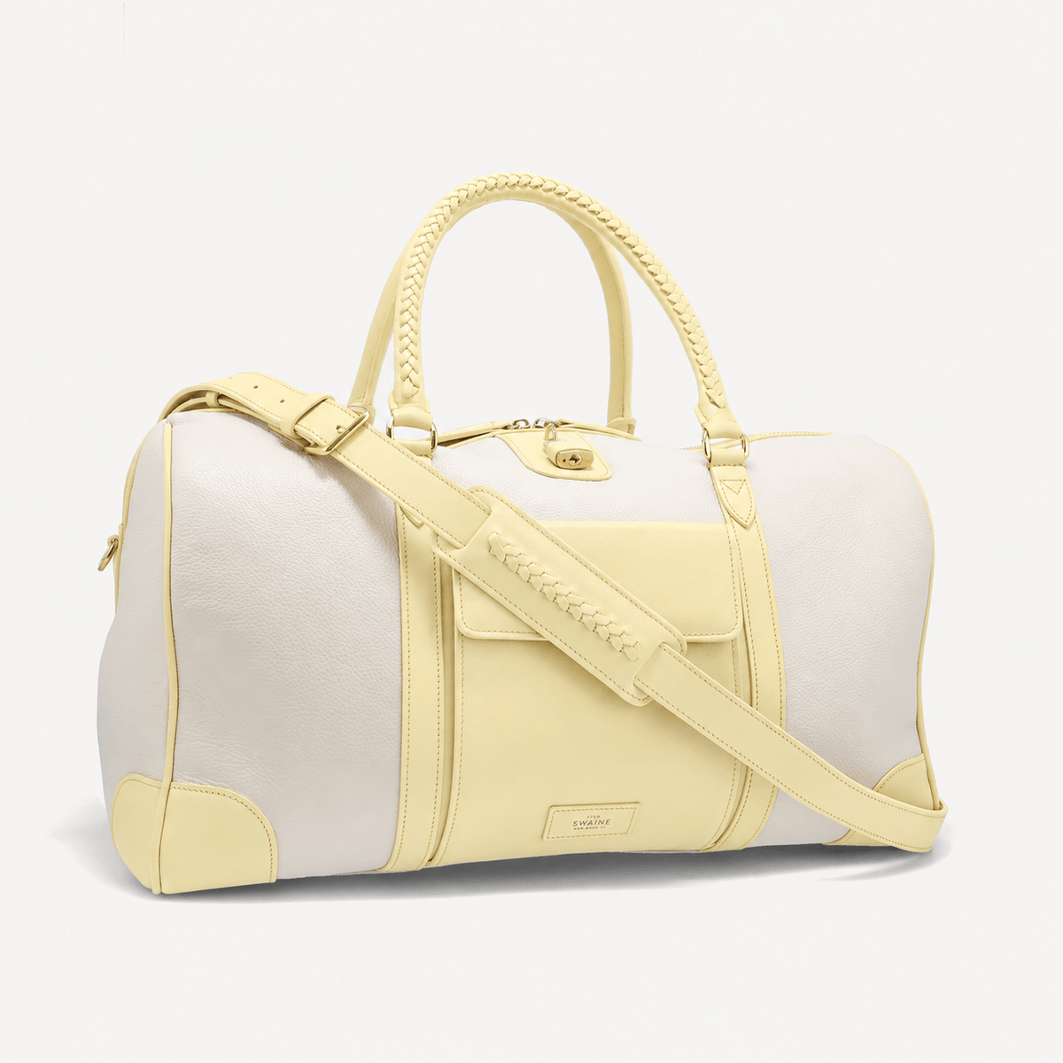 Poolside Duffle Bag - Ivory pebble and Yellow Calf (Polished Brass) - Swaine Group Ltd