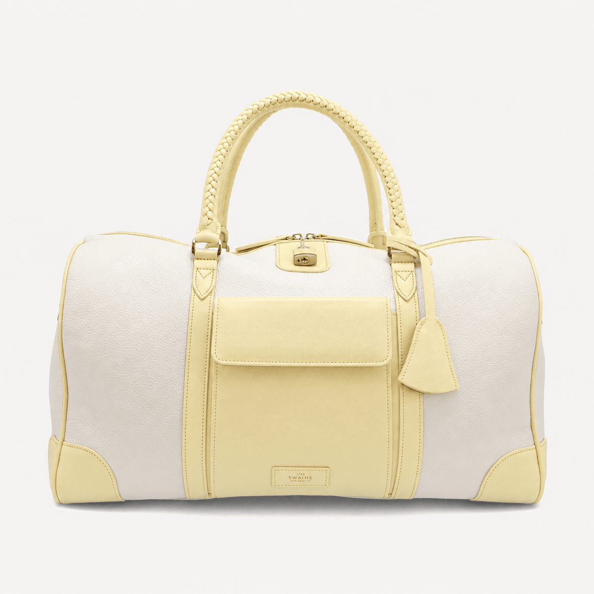 Poolside Duffle Bag - Ivory pebble and Yellow Calf (Polished Brass) - Swaine Group Ltd