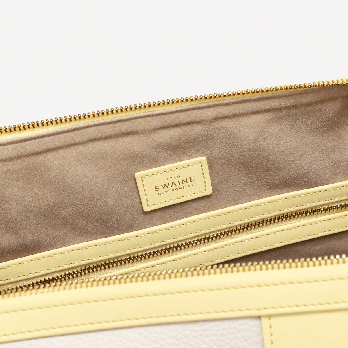 Poolside Duffle Bag - Ivory pebble and Yellow Calf (Polished Brass) - Swaine Group Ltd