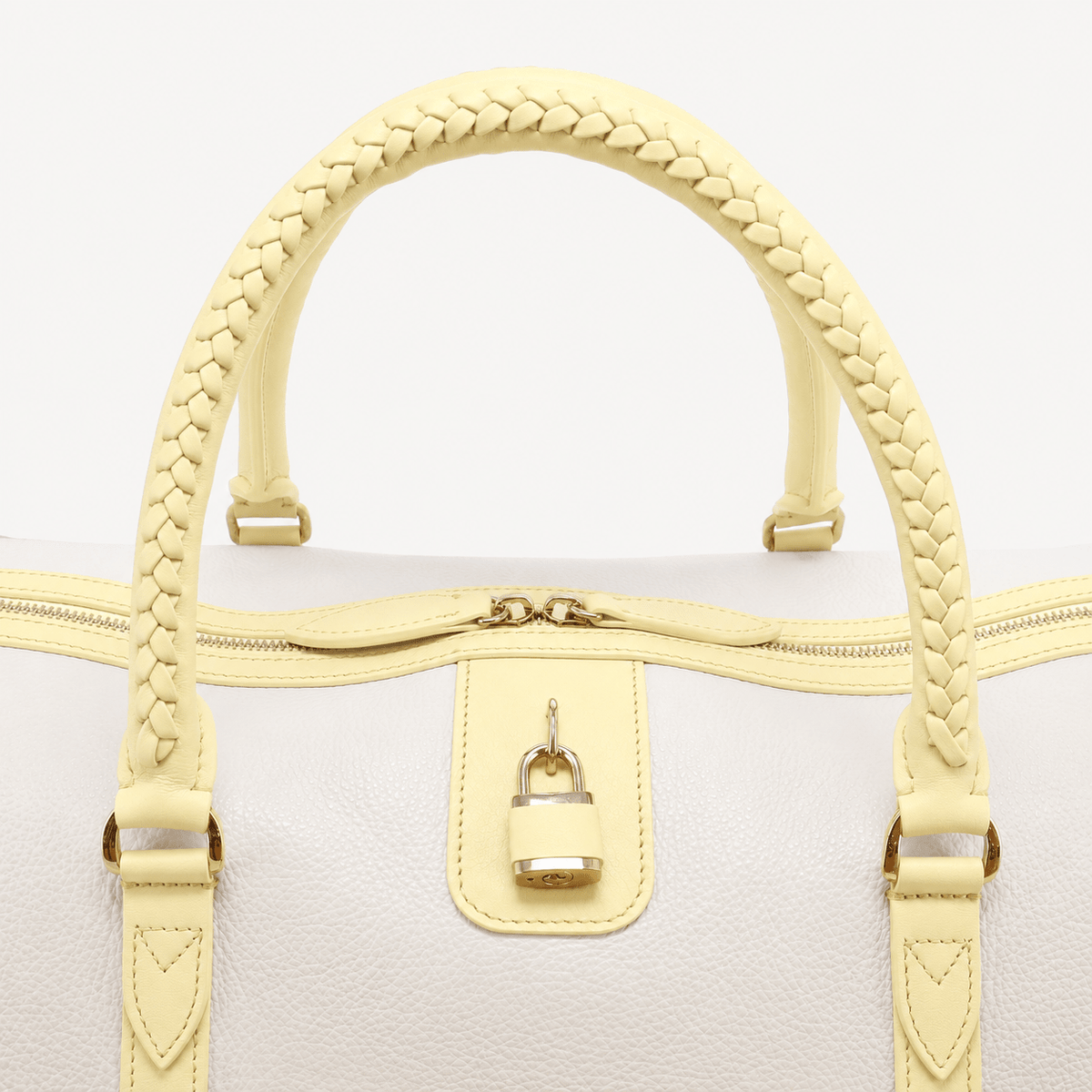 Poolside Duffle Bag - Ivory pebble and Yellow Calf (Polished Brass) - Swaine Group Ltd