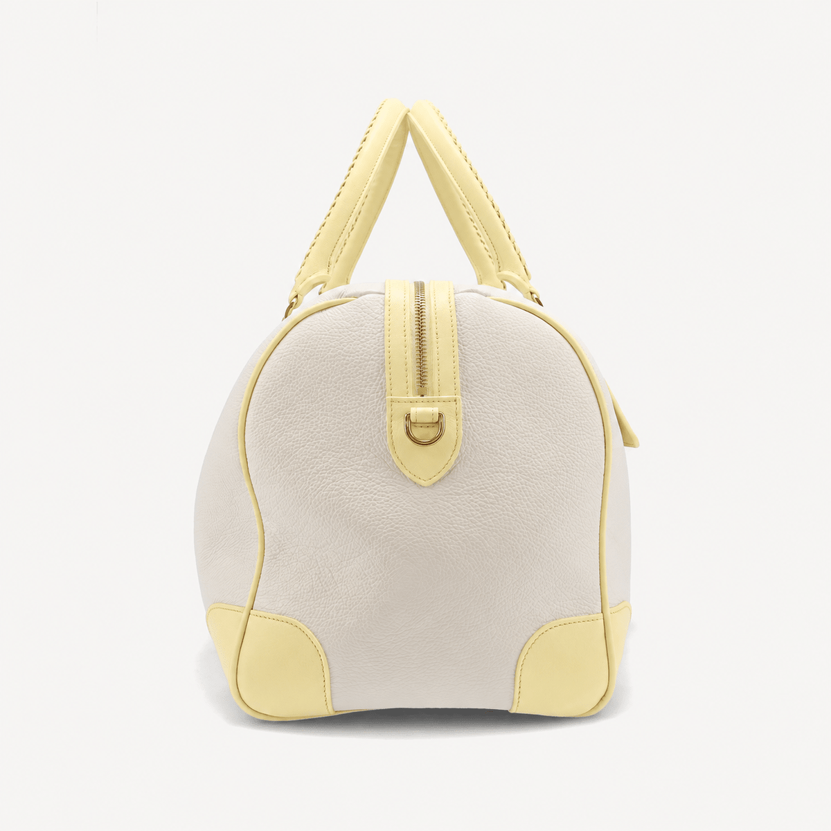 Poolside Duffle Bag - Ivory pebble and Yellow Calf (Polished Brass) - Swaine Group Ltd