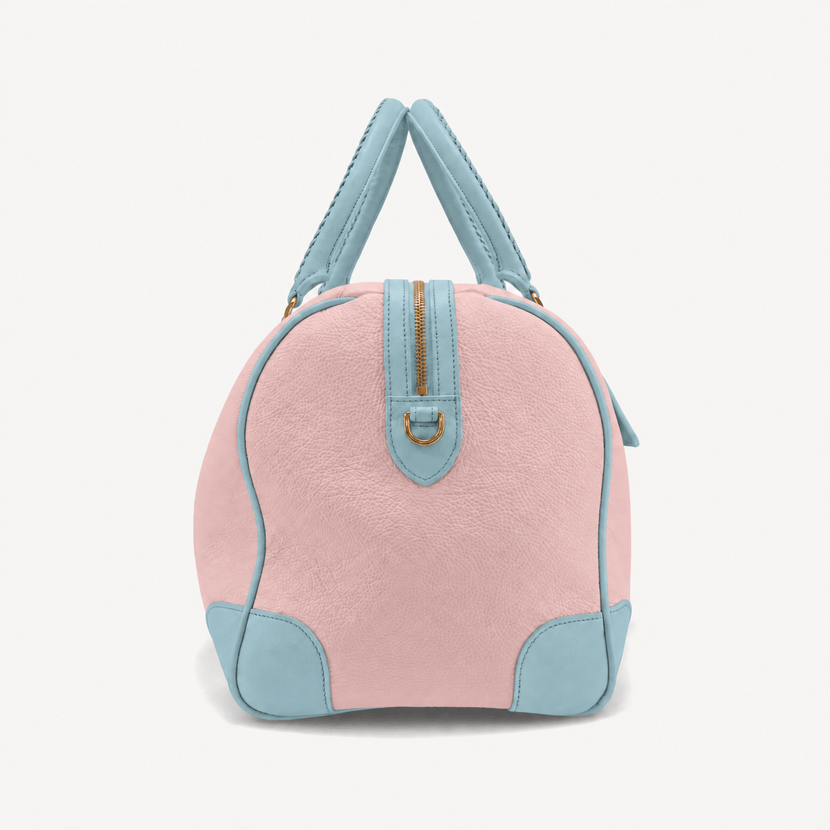 Poolside Duffle Bag - Pink pebble and Blue Calf (Polished Brass) - Swaine Group Ltd