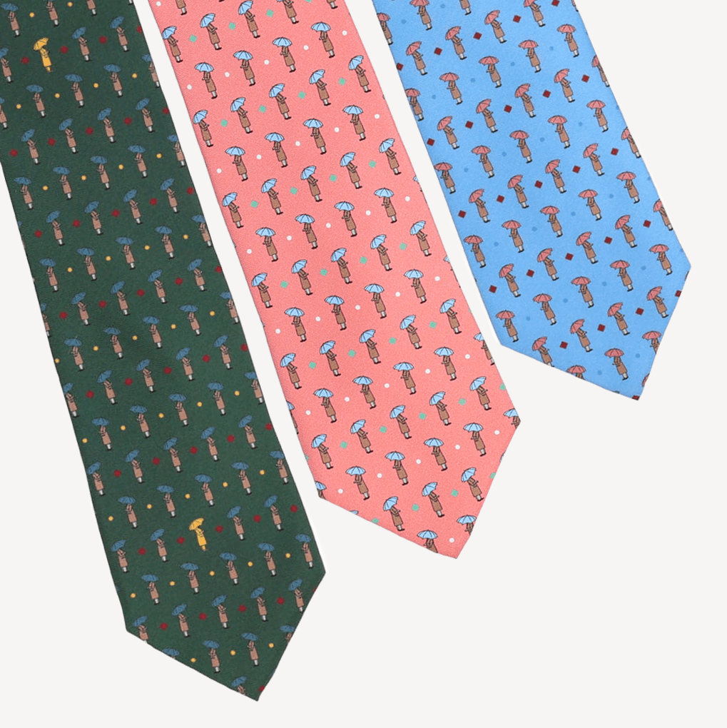 Silk Tie - Light Pink with Umbrella - Swaine Group Ltd