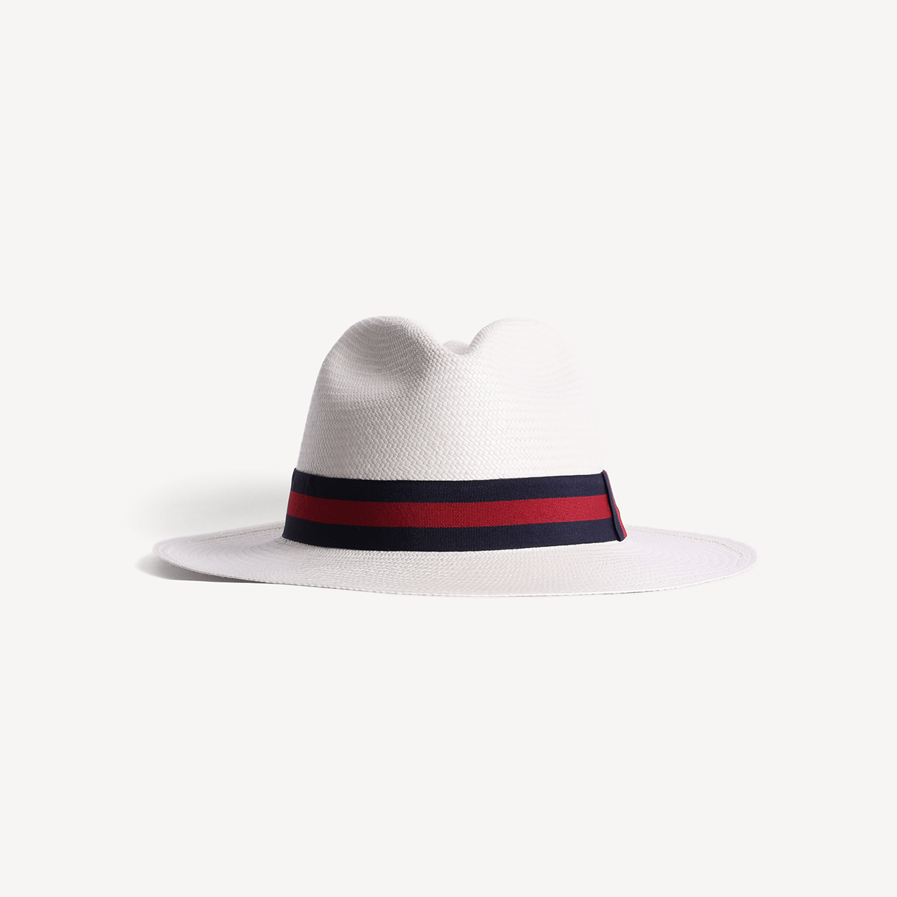 Panama Toquilla Straw - White with Striped Navy & Red Band - Swaine Group Ltd
