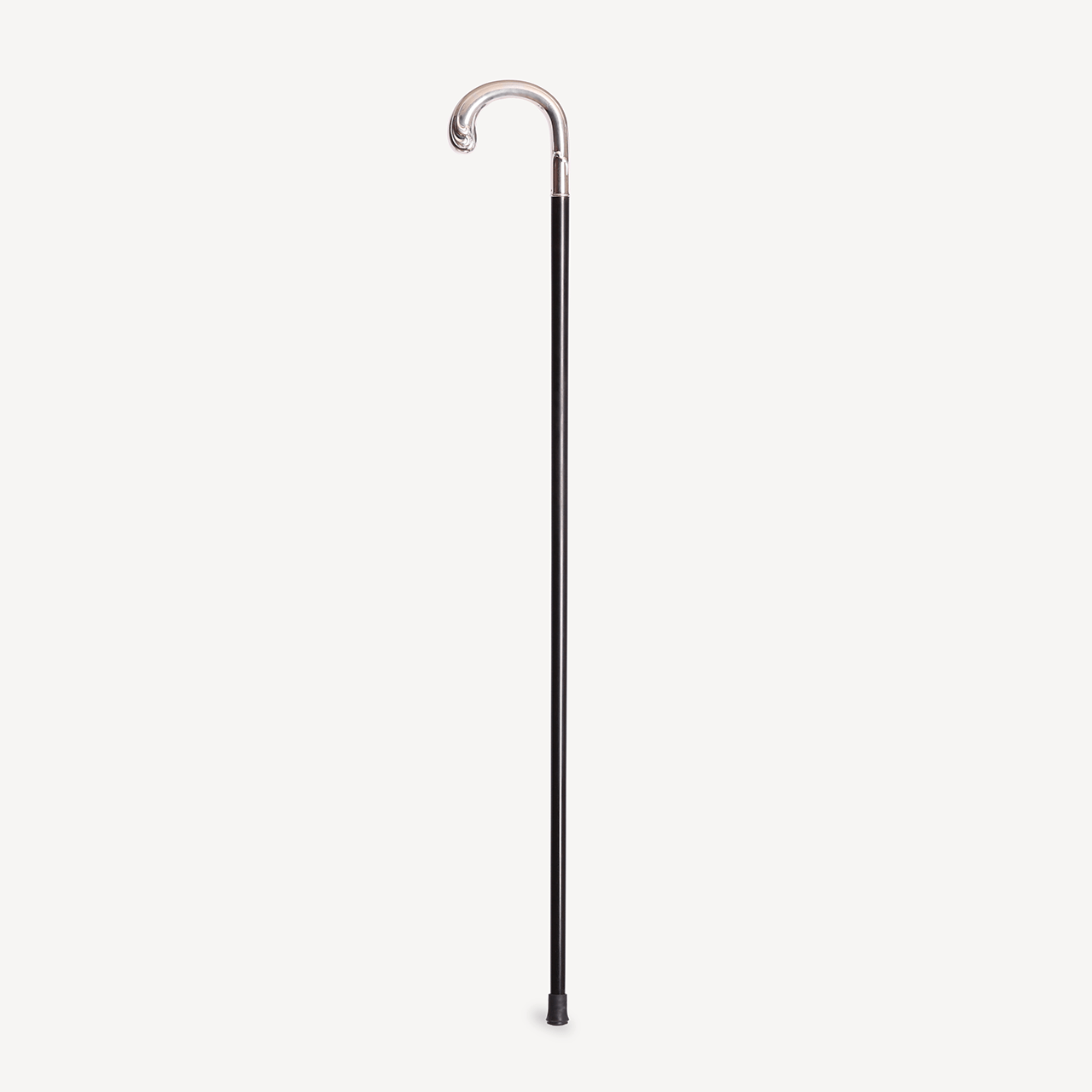 Dress Cane with Ornate Crook Handle - Ebony Wood and Silver Hardware - Swaine Group Ltd
