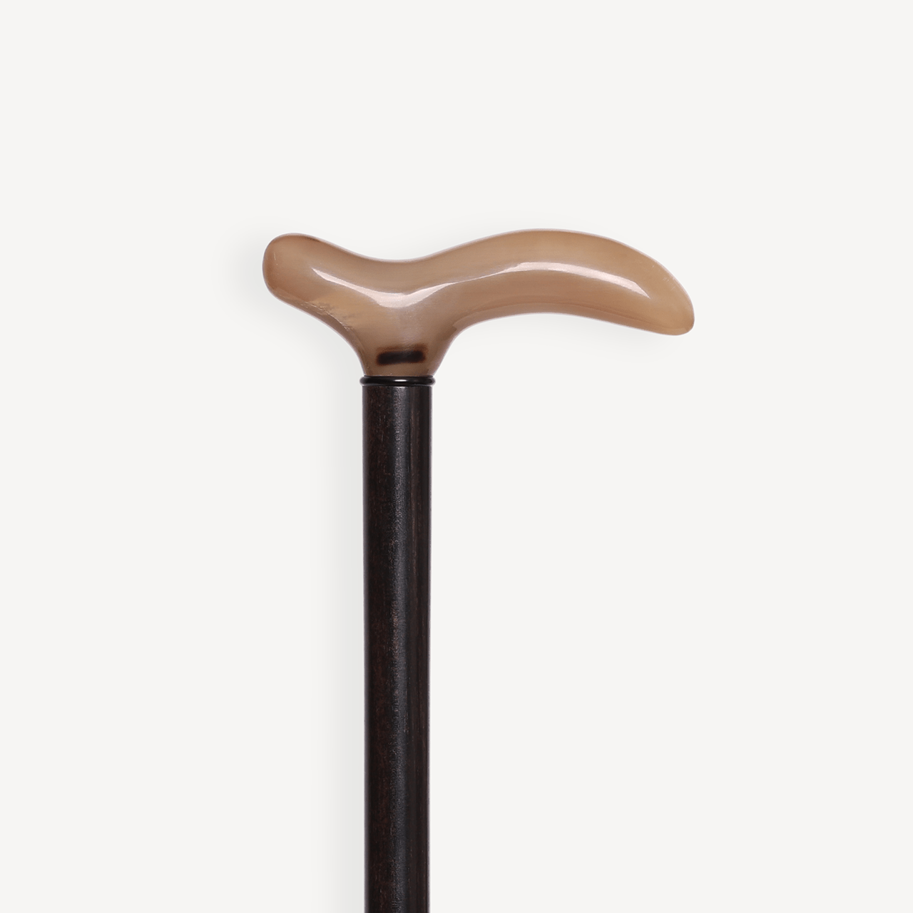 Dress Cane with Simple Crutch Handle - Ebony Wood and Light Horn Hardware - Swaine Group Ltd