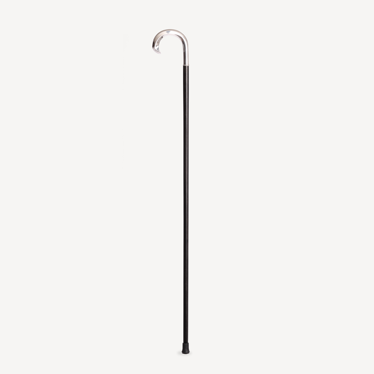 Dress Cane with Twisted Crook Handle - Ebony Wood and Silver Hardware