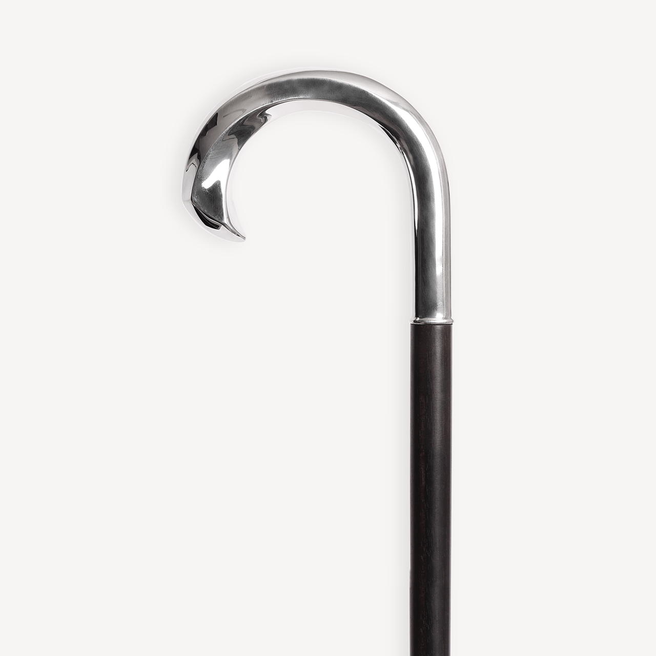 Dress Cane with Twisted Crook Handle - Ebony Wood and Silver Hardware - Swaine Group Ltd
