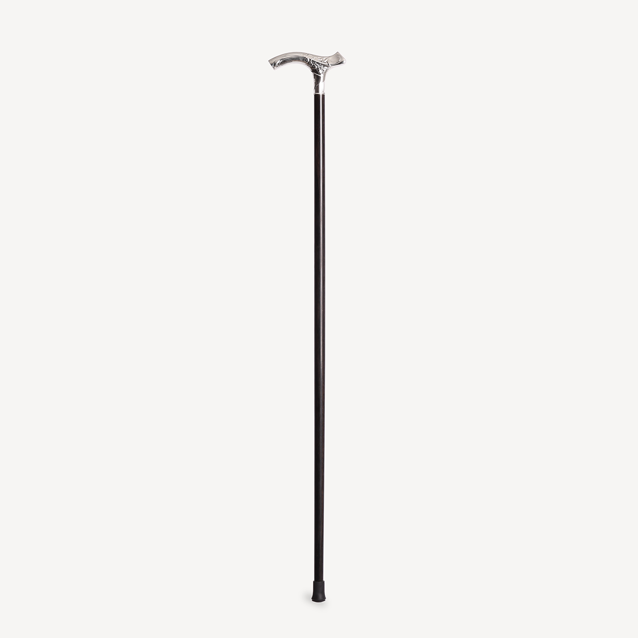 Dress Cane with Ornate Crutch Handle - Ebony Wood and Silver Hardware