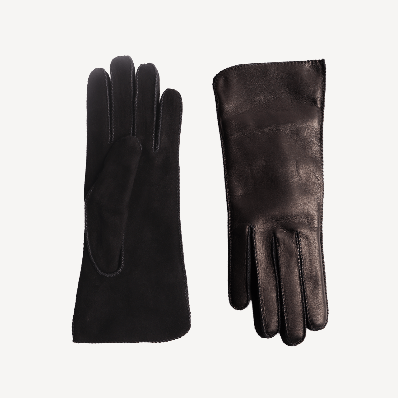 Women's Leather Nappa & Suede Gloves - Black - Swaine Group Ltd