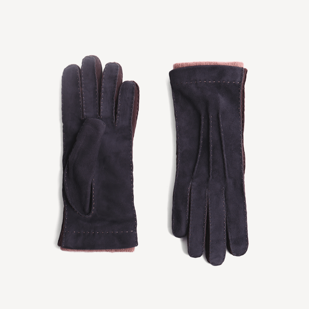 Women's Leather Suede Gloves - Navy & Brown - Swaine Group Ltd