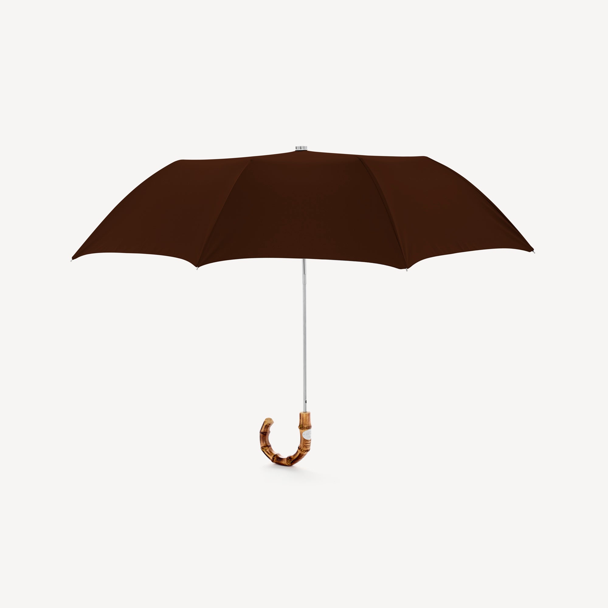 可折叠伞，带 Whangee 手柄 - 棕色