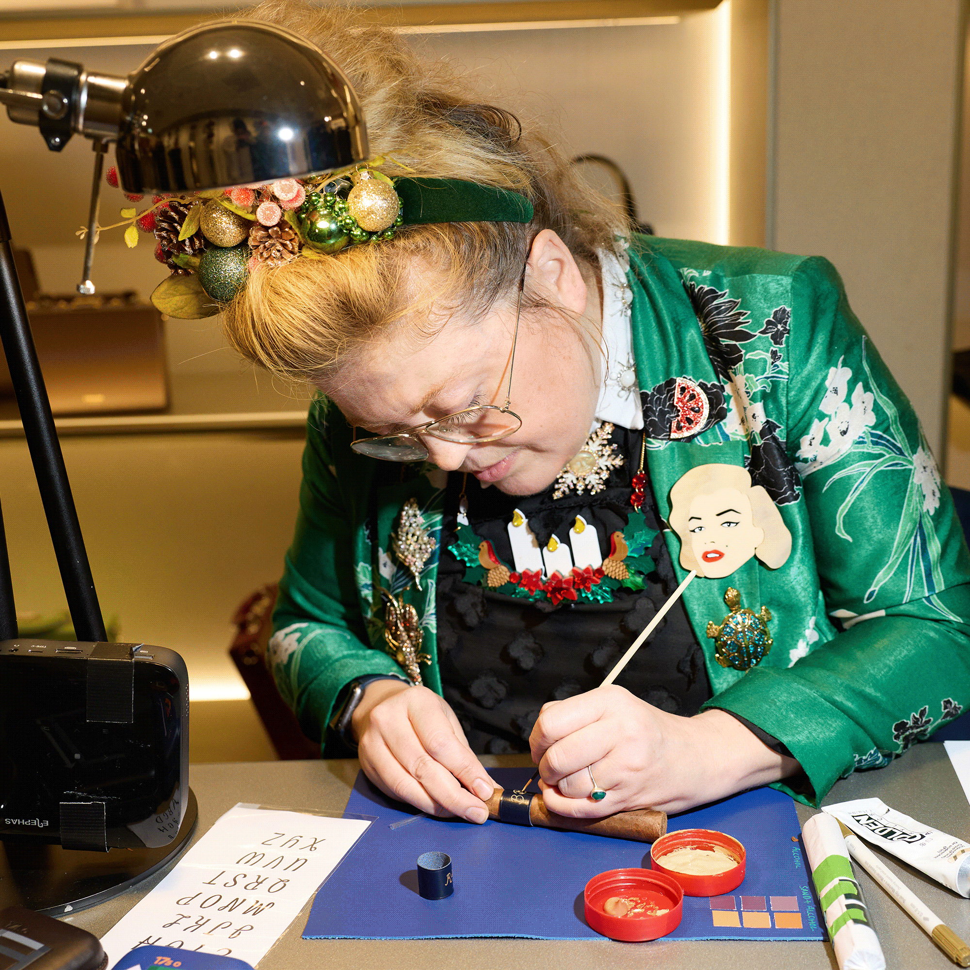 シガーヒュミドール - ブラック（手描き）