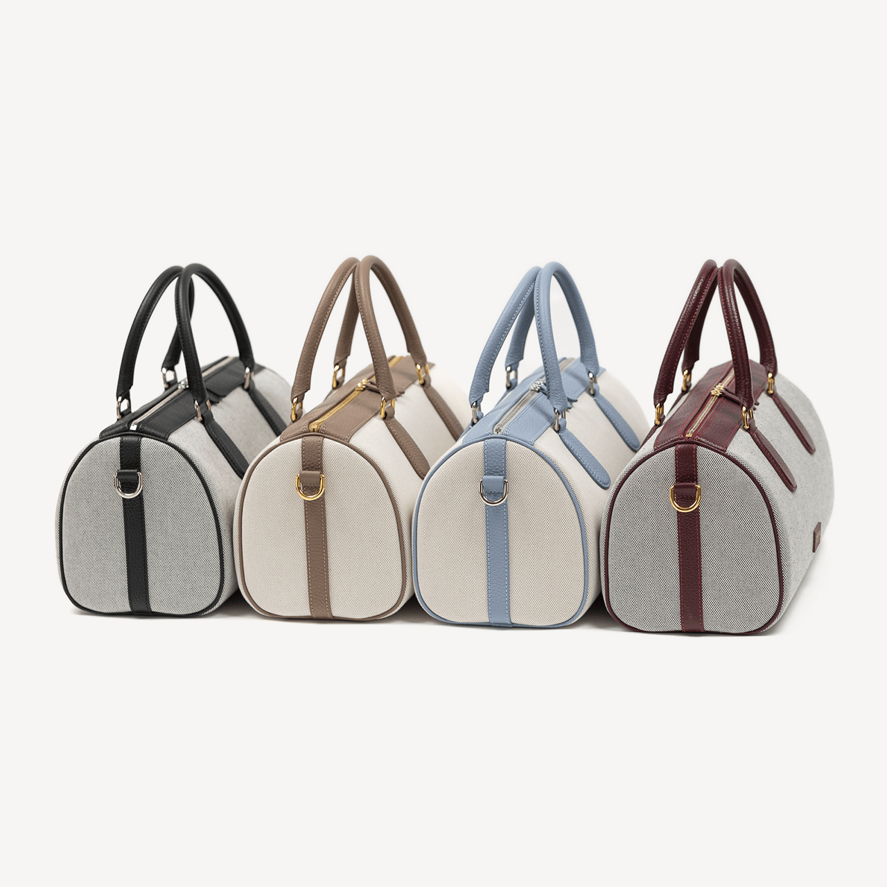 Bolster Bag - Taupe Pebble & Beige Canvas - Swaine Group Ltd