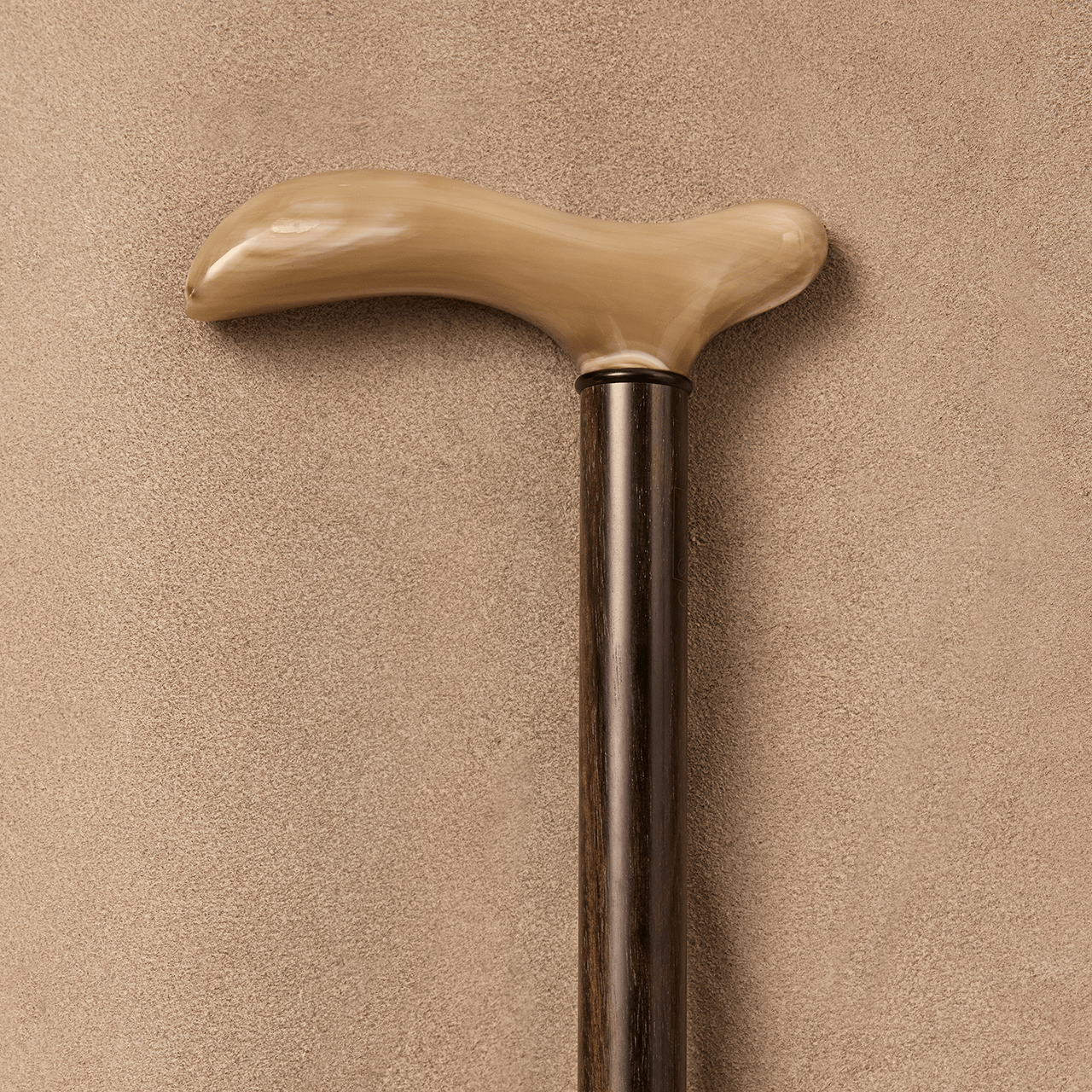 Dress Cane with Simple Crutch Handle - Ebony Wood and Light Horn Hardware - Swaine Group Ltd