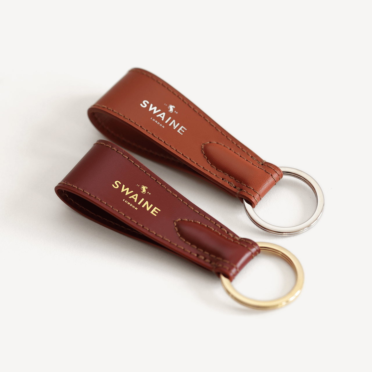 Swaine Keyring - London Tan with Silver Embossing - Swaine Group Ltd