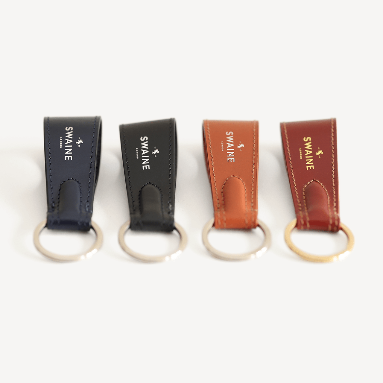 Swaine Keyring - London Tan with Silver Embossing - Swaine Group Ltd