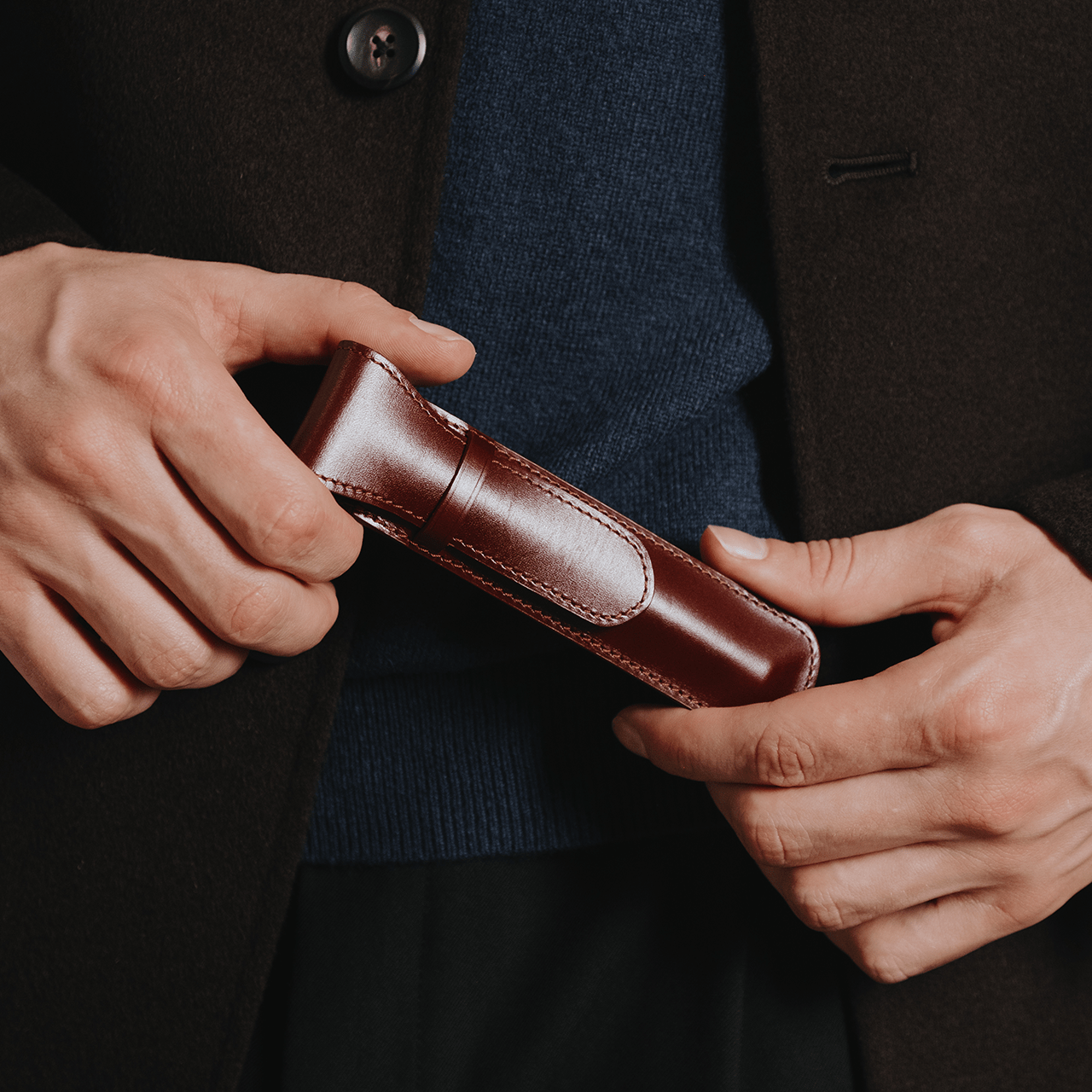 One Pen Case - Chestnut - Swaine Group Ltd