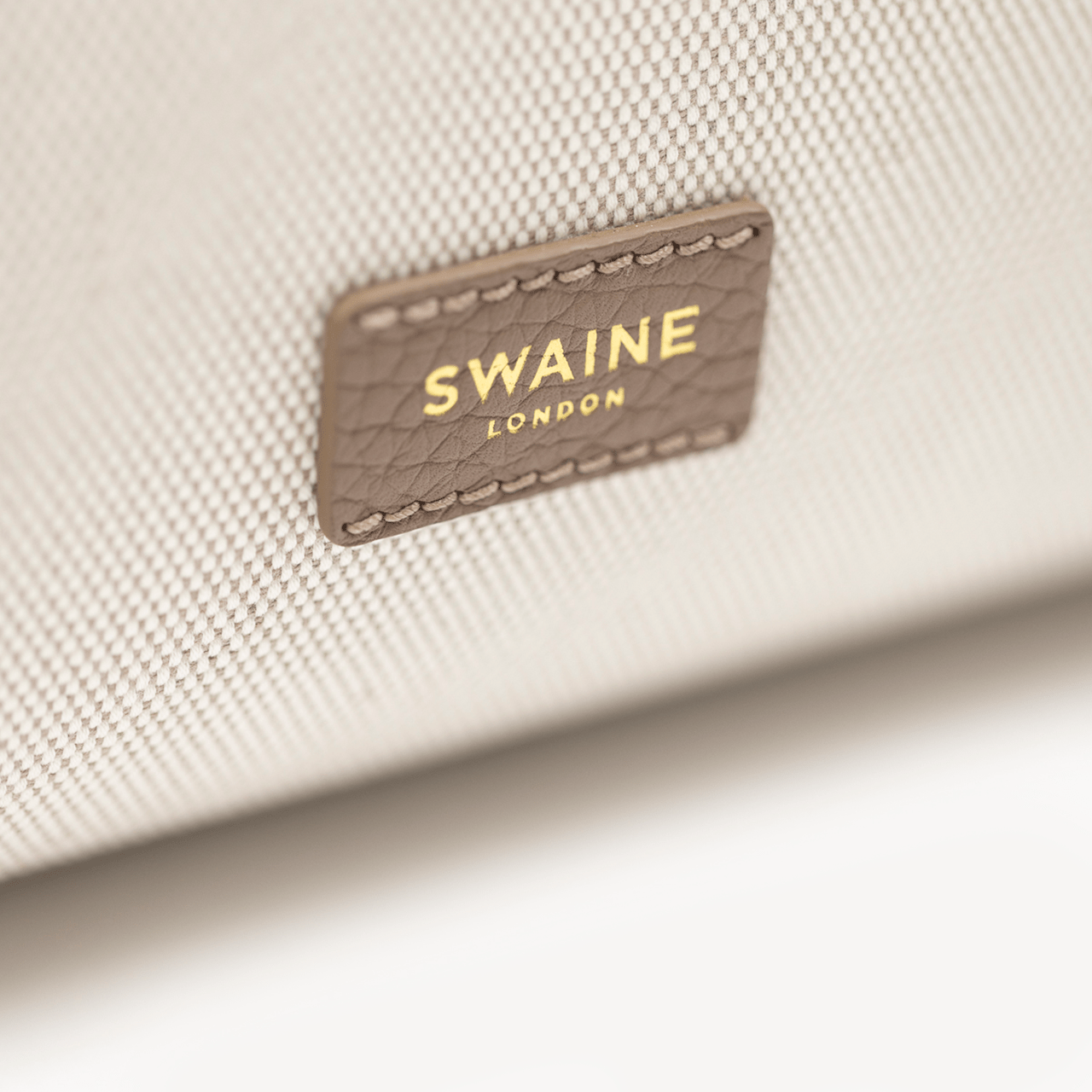 Pouch Bag - Taupe Pebble & Beige Canvas - Swaine Group Ltd