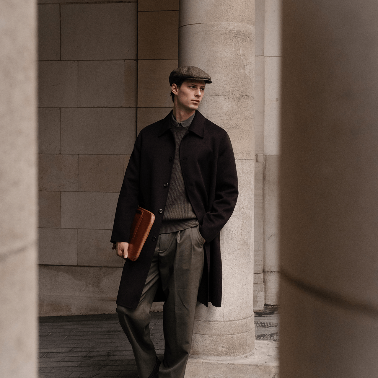 Slim Cap - Brown Melange Wool - Swaine Group Ltd