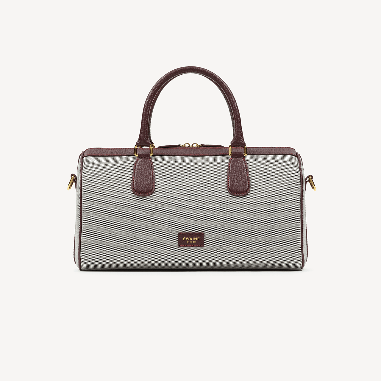 Bolster Bag - Bordeaux Pebble & Black Canvas - Swaine