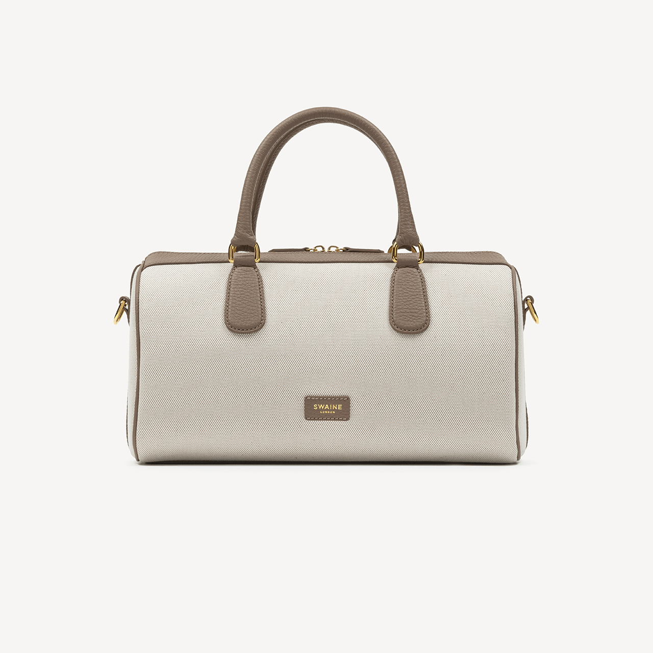 Bolster Bag - Taupe Pebble & Beige Canvas - Swaine