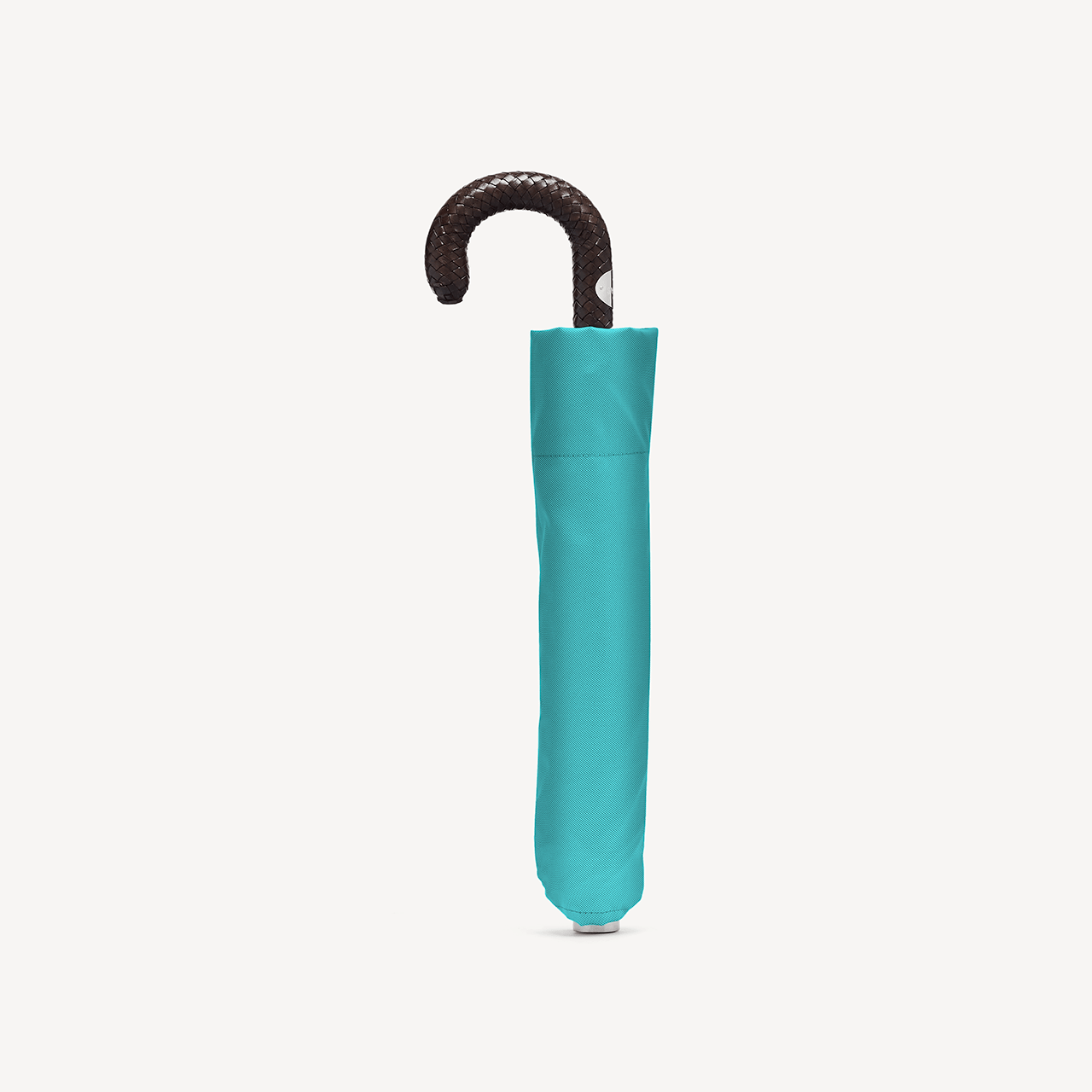 Collapsible Umbrella with Braided Leather Handle - Aqua - Swaine