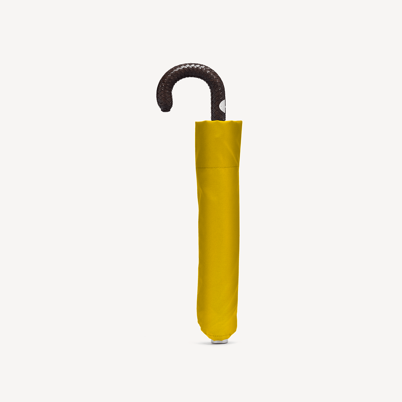 Collapsible Umbrella with Braided Leather Handle - Mustard - Swaine