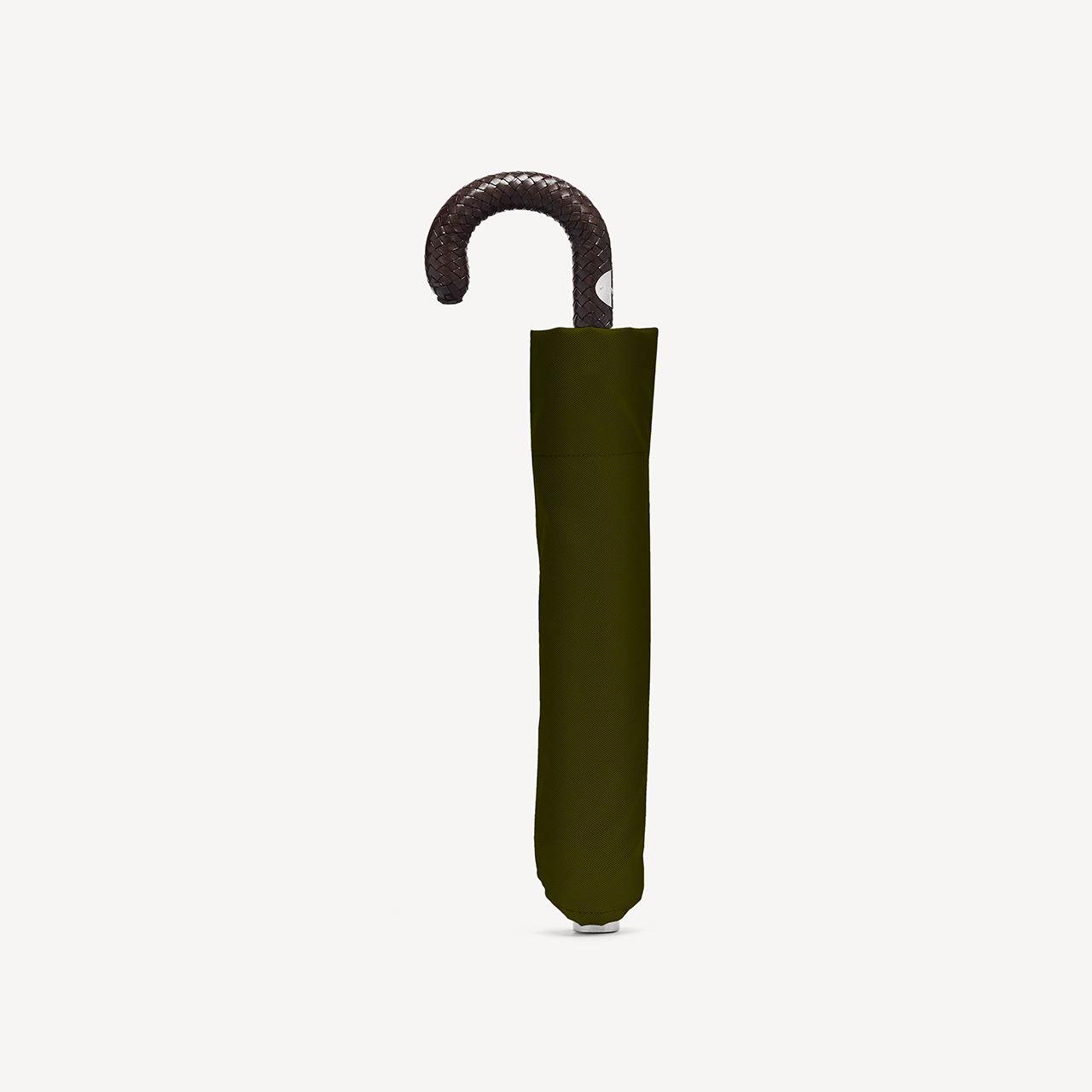 Collapsible Umbrella with Braided Leather Handle - Olive - Swaine