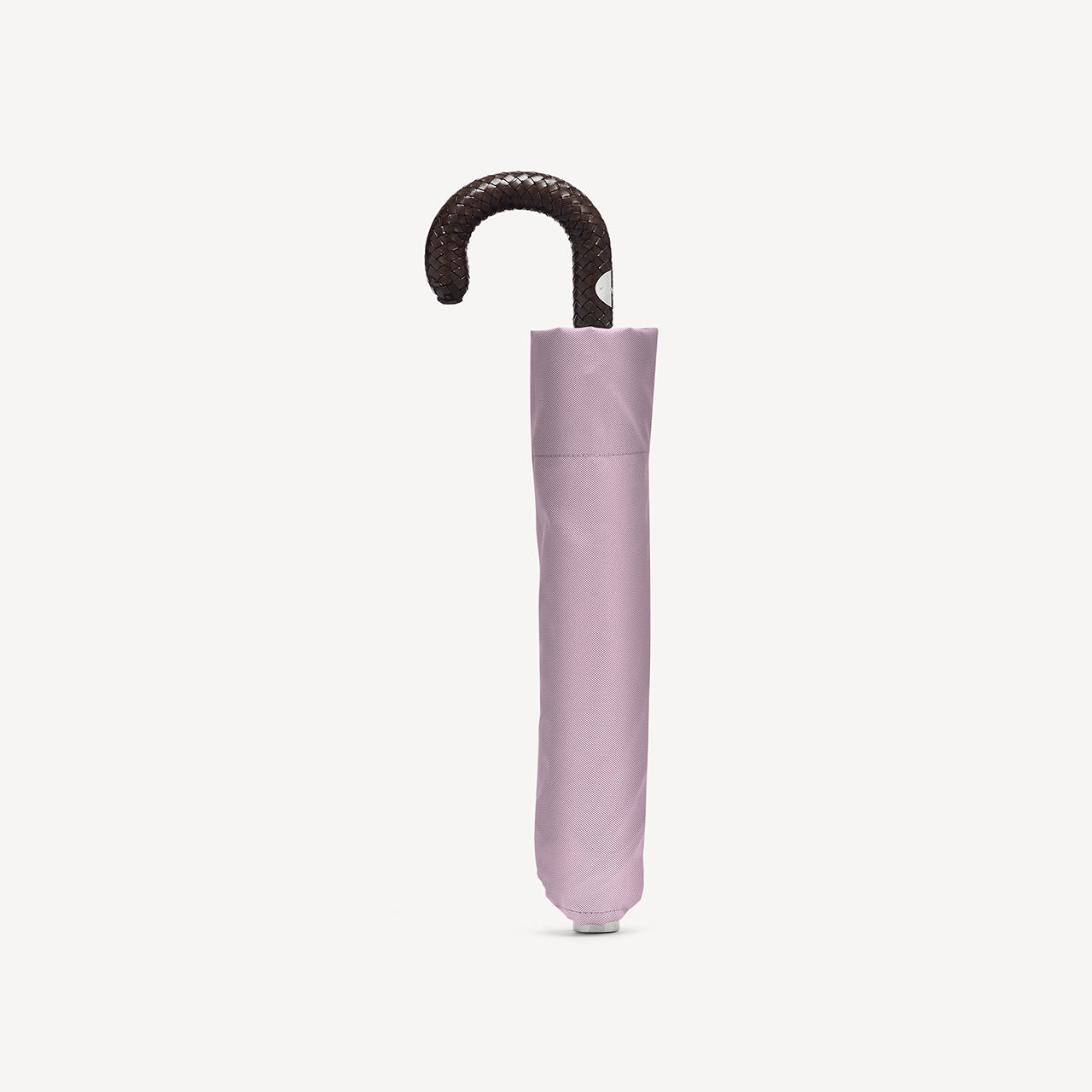 Collapsible Umbrella with Braided Leather Handle - Powder - Swaine