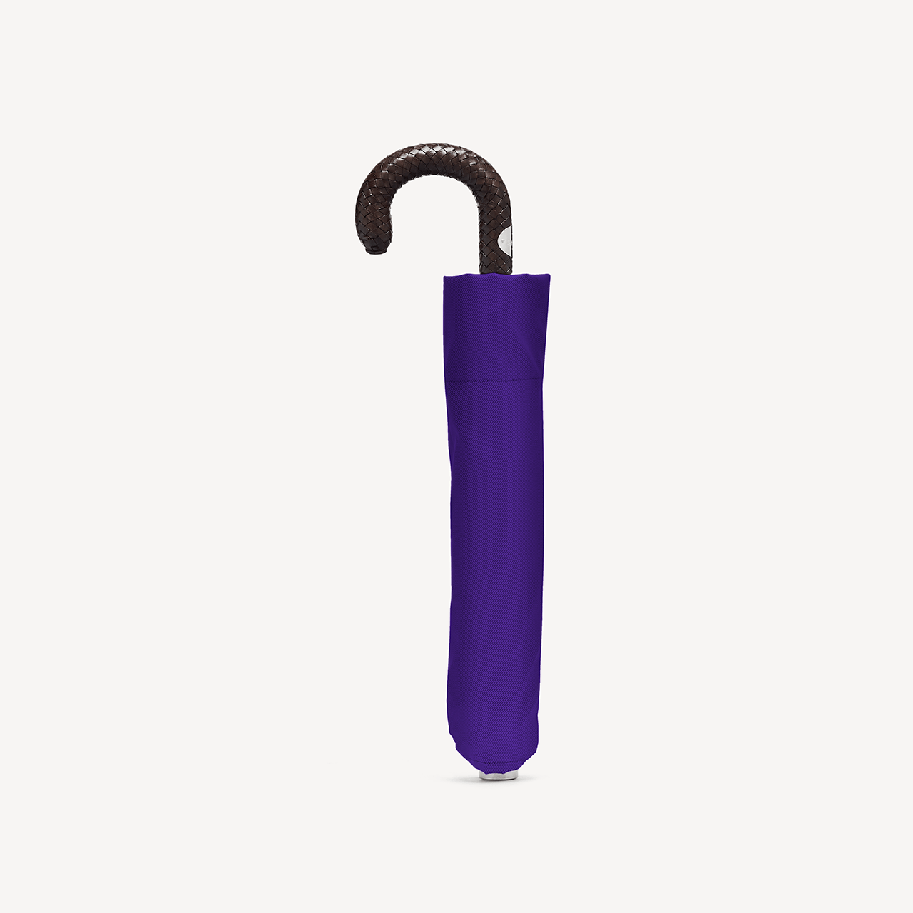 Collapsible Umbrella with Braided Leather Handle - Purple - Swaine