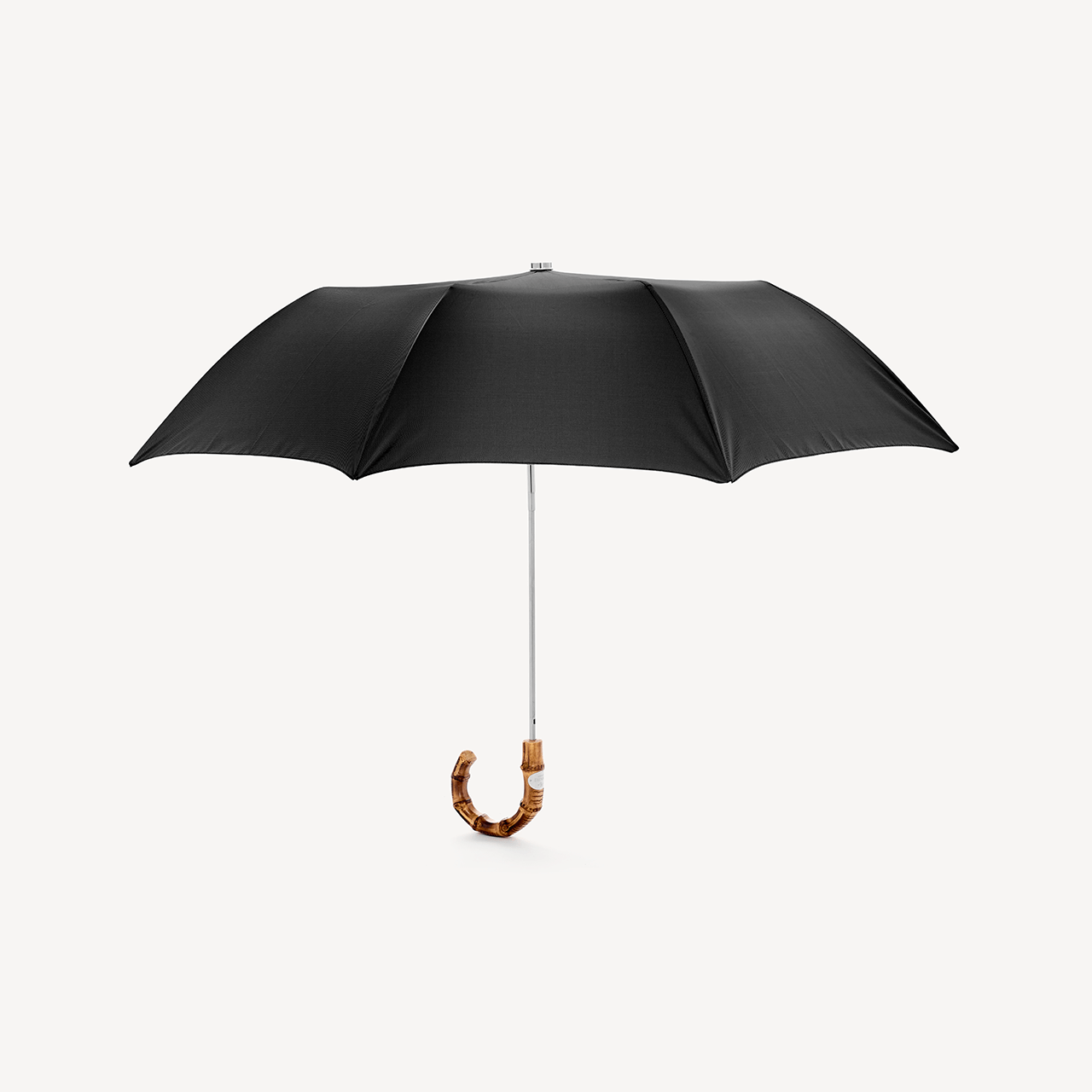 Collapsible Umbrella with Whangee Handle - Black - Swaine