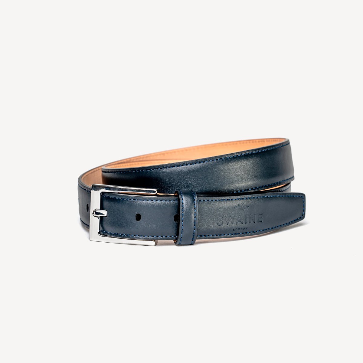 Men's Leather Belt - Navy - Swaine