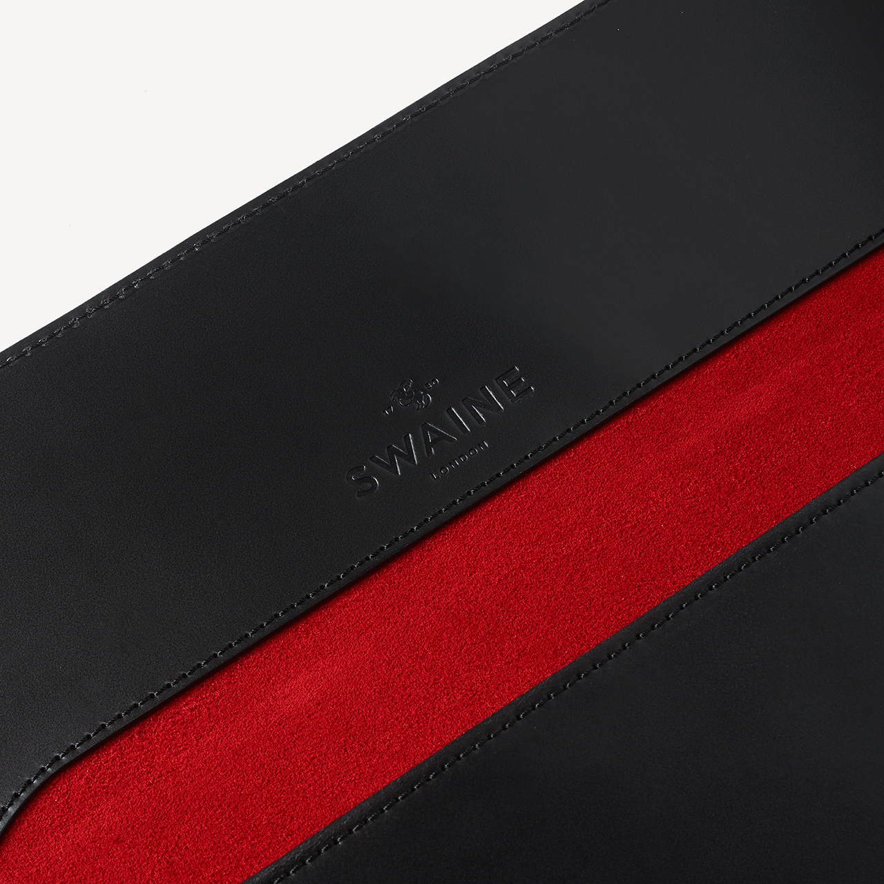 Eton Document Holder - Black with Red suede lining - Swaine
