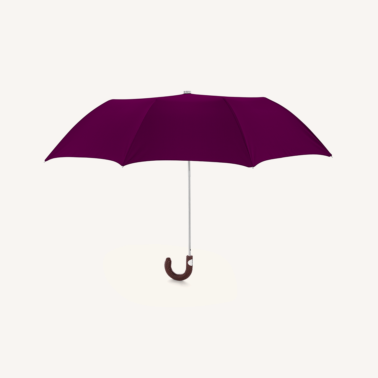 Collapsible Umbrella with Braided Leather Handle - Wine - Swaine