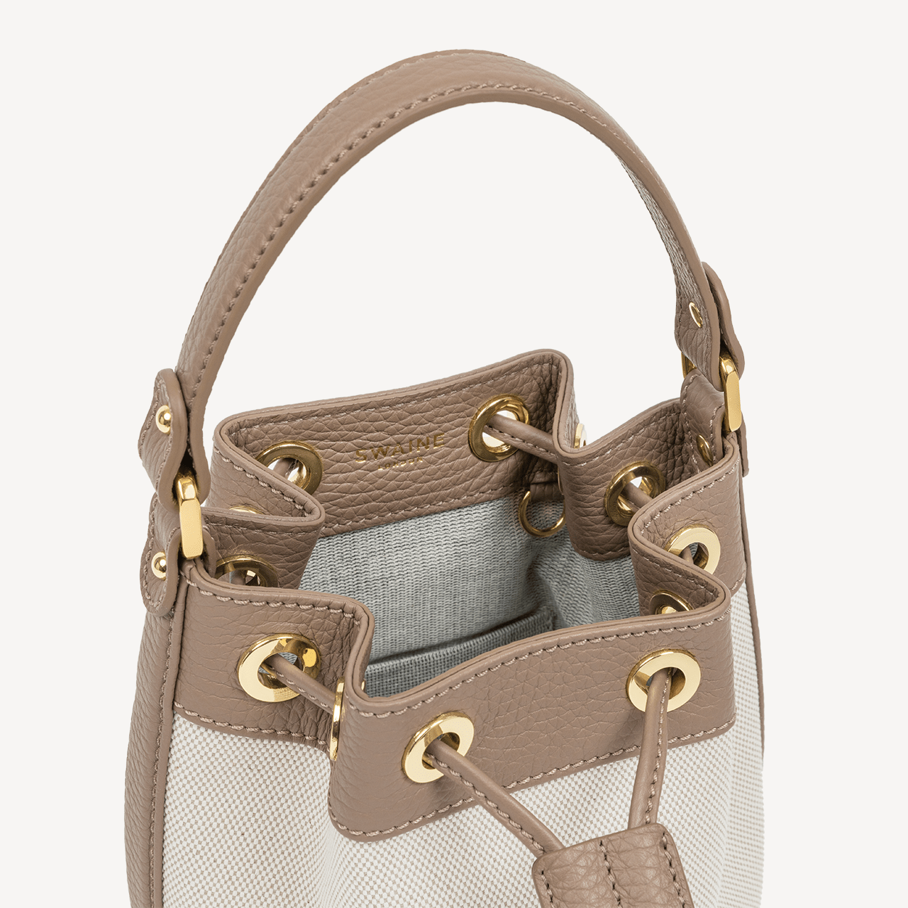 Pouch Bag - Taupe Pebble & Beige Canvas - Swaine