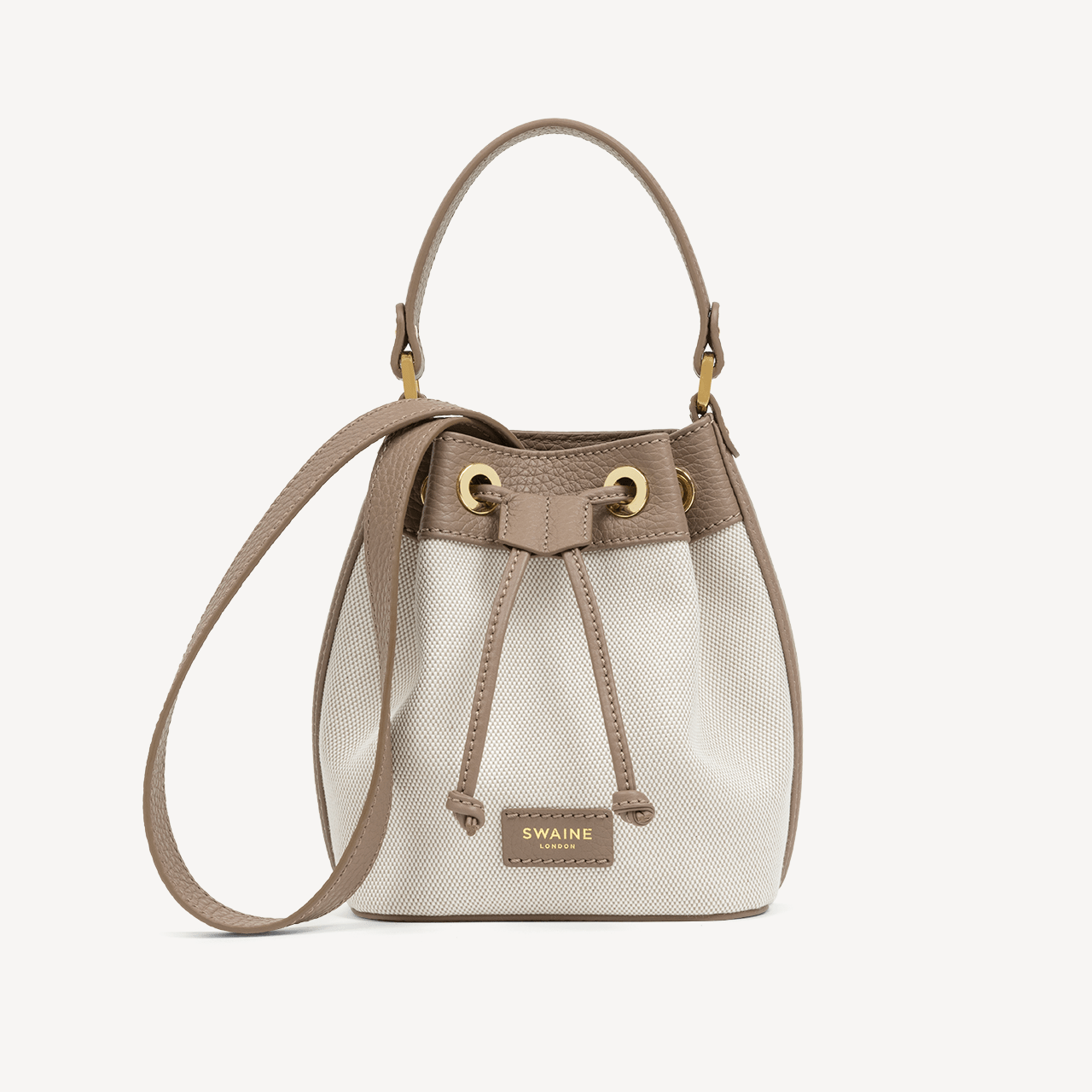 Pouch Bag - Taupe Pebble & Beige Canvas - Swaine