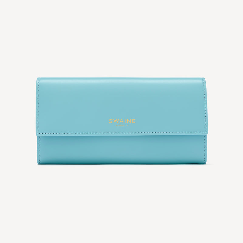 Blue Leather Wallet for Women