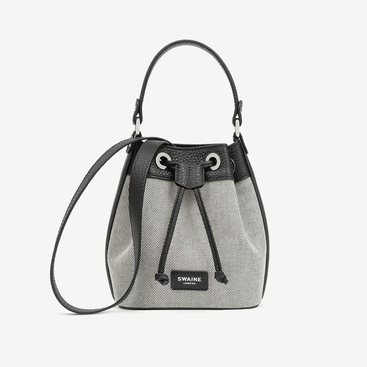 Pouch Bag - Black Pebble & Black Canvas - Swaine