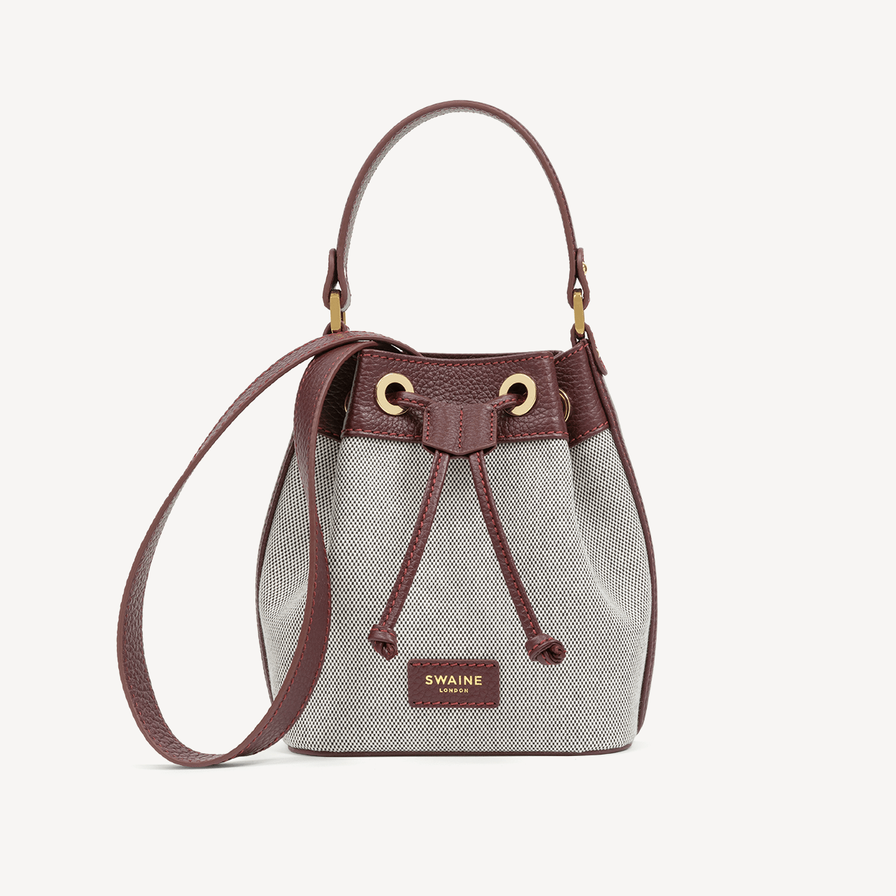 Pouch Bag - Bordeaux Pebble & Black Canvas - Swaine