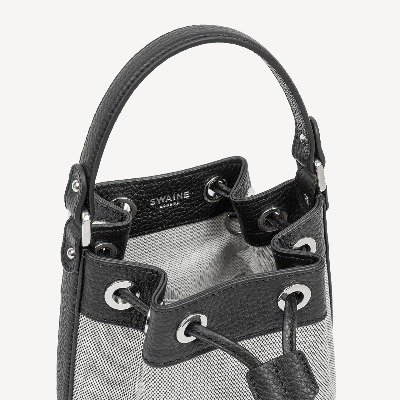 Pouch Bag - Black Pebble & Black Canvas - Swaine