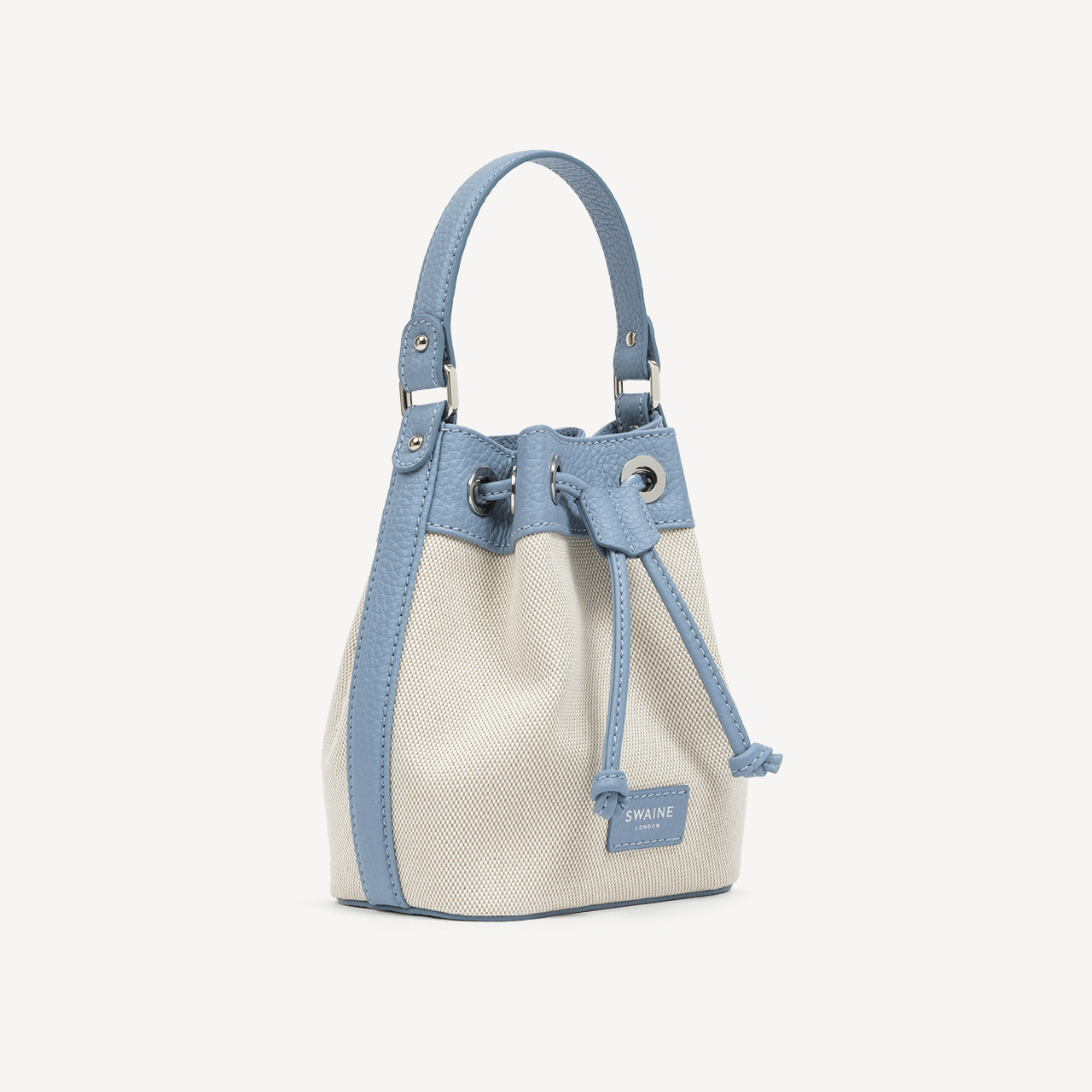Pouch Bag - Blue Pebble & Beige Canvas - Swaine