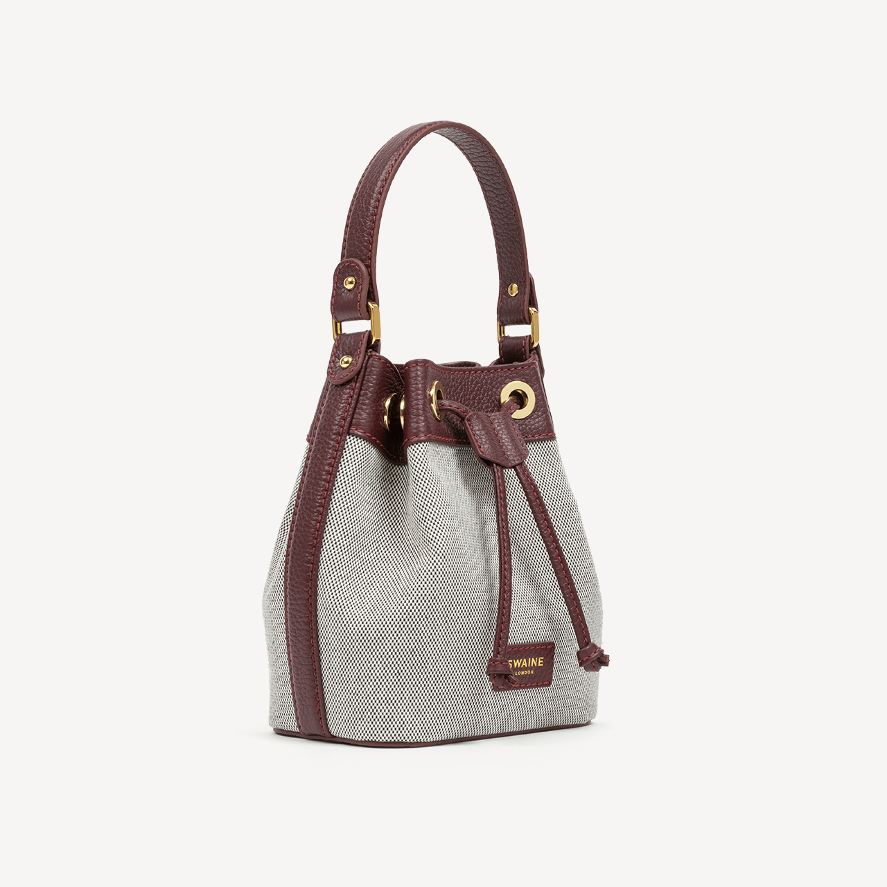 Pouch Bag - Bordeaux Pebble & Black Canvas - Swaine