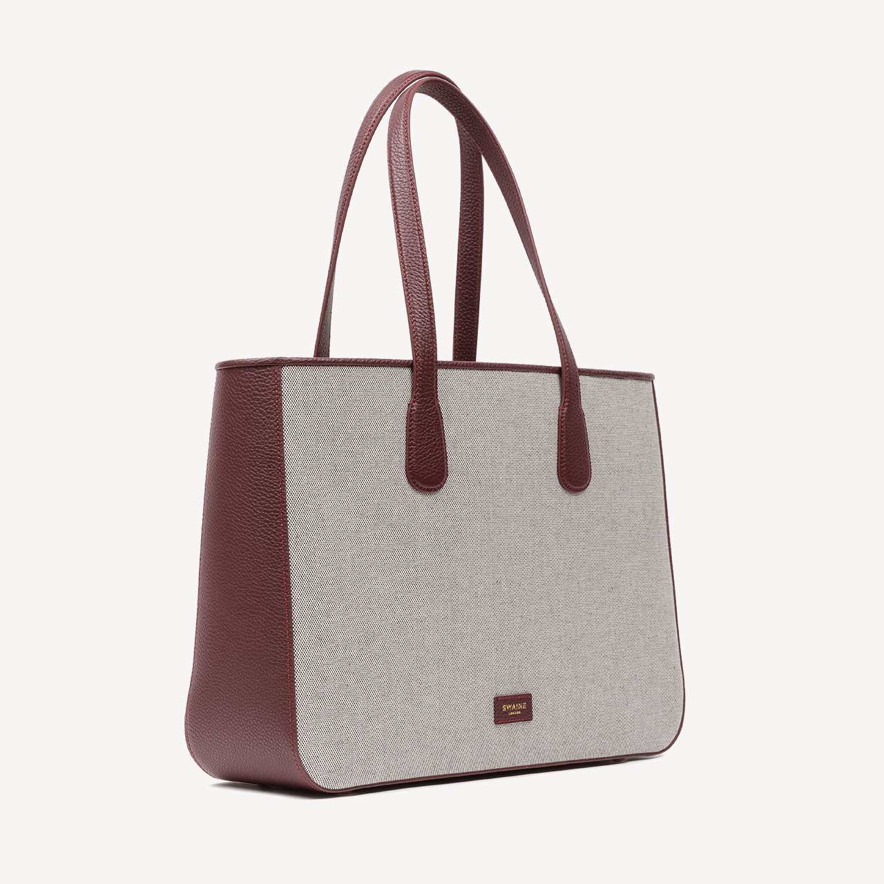 Shopper - Bordeaux Pebble & Black Canvas - Swaine