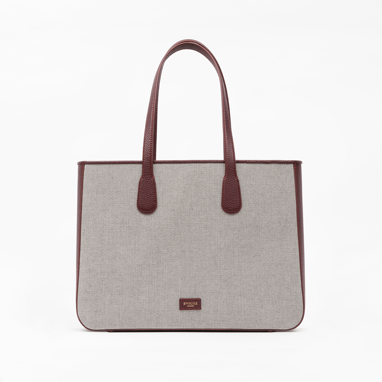 Shopper - Bordeaux Pebble & Black Canvas - Swaine